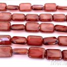 10 12 x 8mm Polished Rectangle Beads: Pearl Fuschia - Picasso