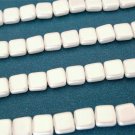 25 6x6x3mm CzechMates Two Hole Tile Beads: Pearl Coat - Snow White