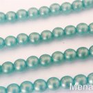 50 6mm Czech Glass Round Beads: Sueded Gold - Light Teal