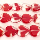 10 15x15mm Window Heart Beads: Ruby/Crystal