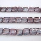 25 6 x 6 x 3 mm CzechMates Two Hole Tile Beads: Crystal - Moon Dust