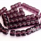 25 7 x 9 mm Czech Glass Druk Roller Beads: Amethyst