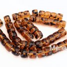 25 7 x 9 mm Czech Glass Druk Roller Beads: Tortoise