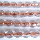 50 4 mm Czech Glass Firepolish Beads: Copper Lined - Light Sapphire