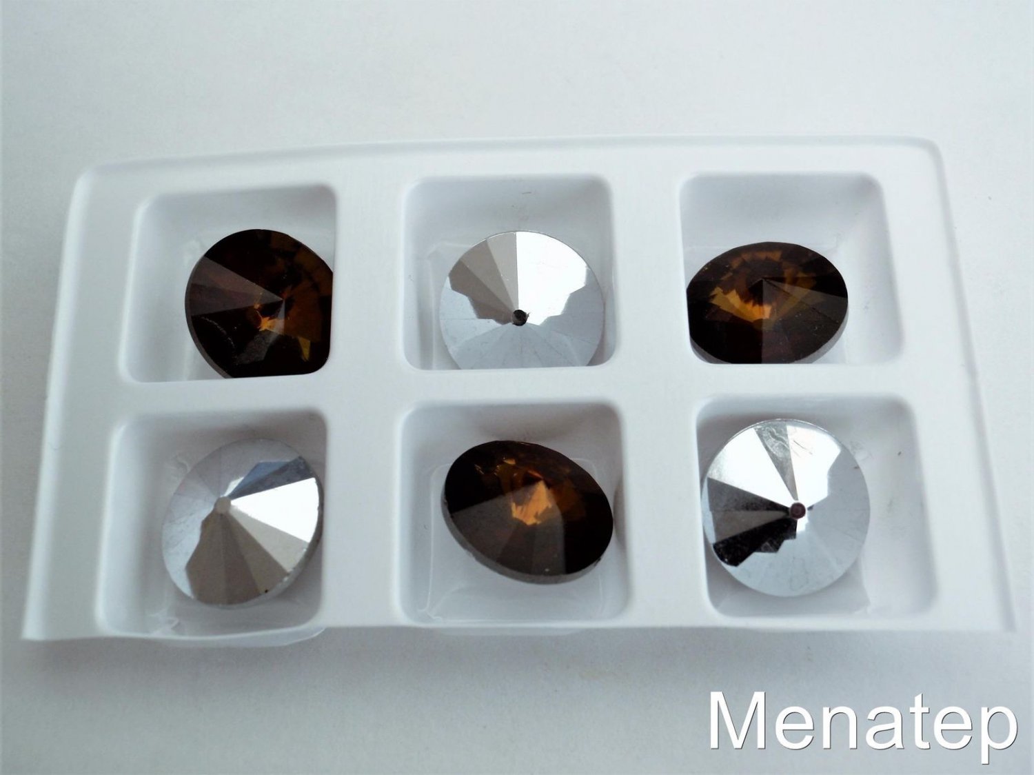 4(Four)  14 mm Rivoli Beads: Topaz - Vitral