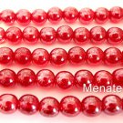 50 6 mm Czech Glass Round Beads: Luster - Sim/Ruby