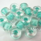 25 5 x 9mm Czech Glass Roller Beads: Crystal - Light Green Lined
