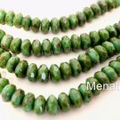 25 5x7mm Czech Glass Gemstone Donut Beads: Turquoise - Picasso Full Coat