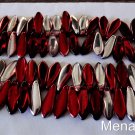 25 5x16mm Czech Glass Daggers: Coated Metallic Red - Silver