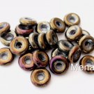 50 8 x 2.5 mm Czech Glass Donut Beads: Iris - Brown