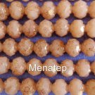 25  5 x 6 mm Czech Glass Small Rosebud Beads: Topaz/Pink Luster - Opaque Pink