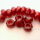 4(Four)  8x13mm Large Hole Rondelle Beads: Pearl Coated - Pomagranate