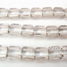 25 6x6x3mm CzechMates Two Hole Tile Beads: Crystal - Silver Lined