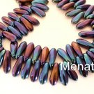 25 5x16mm Czech Glass Daggers: Iris - Blue