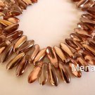 25 5x16mm Czech Glass Dagger Beads: Apollo Gold