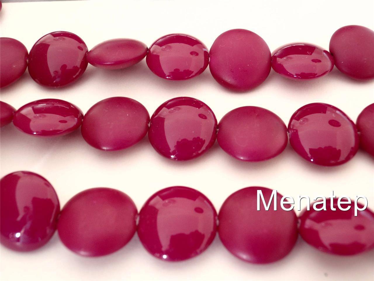 4(Four)  14mm Cushion Round Beads: Pop - Cranberry