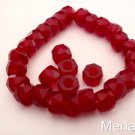 25 6 x 4mm Czech Glass Facetted Crow Beads: Ruby