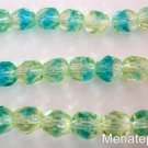 25 6mm Czech Glass Firepolish Beads: Green/Blue