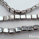 25 6 x 6 x 3 mm CzechMates Two Hole Tile Beads: Silver
