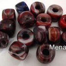 25 5 x 9mm Czech Glass Roller/Crow Beads: Red Marble