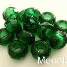 6(Six)  8x14mm Large Hole Rondelle Beads: Transparent Emerald