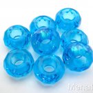 6(Six)  8x14mm Large Hole Rondelle Beads: Transparent Aqua