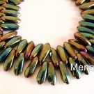 25 5x16mm Czech Glass Daggers: Iris - Green