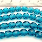 50 4mm Czech Glass Firepolish Beads: Teal