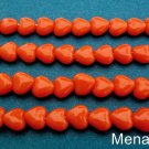 50 6x6mm Czech Glass Heart Beads: Opaque Orange