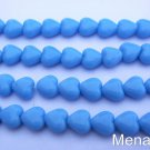 50 6x6mm Czech Glass Heart Beads: Opaque Turquoise Blue