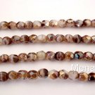 50 4mm Czech Glass Firepolish Beads: Opaque White/Tortoise - Celsian