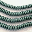 50 6mm Czech Glass Rondelle Beads: Metallic Suede Light Green