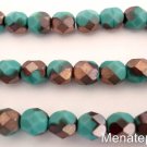 25 6mm Czech Glass Firepolish Beads: Matte - Apollo Turquoise
