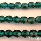25 6mm Czech Glass Firepolish Beads: Viridian - Silver Lined