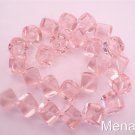 25 8mm Czech Glass Diagonal Hole Cube Beads: Rosaline