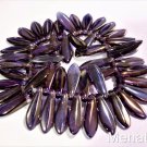 25 5x16mm Czech Glass Daggers: Luster Iris - Tanzanite