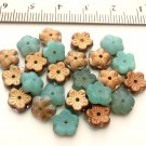 25 8 x 3 mm Flat Flower Beads:Milky Peridot - Apollo Matte