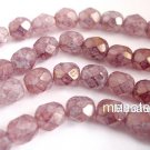 25 6 mm Czech Glass Firepolish Beads: Luster - Stone Pink