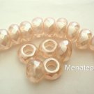 4(Four)  8 x 13 mm Large Hole Rondelle Beads: Pearl Coated - Honey Glaze