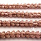 50  6 mm Czech Glass Baby Bell Flower Beads: Luster - Opaque Rose/Gold Topaz