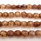 25  6 mm Czech Glass Firepolish Beads: Crystal - Stone Picasso