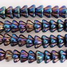25  8 mm Czech Bell Flowers: Iris - Blue