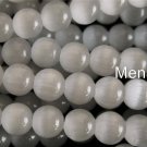 60 4 mm Fiber Optic Cats Eye Beads: Light Grey