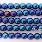 50 6 mm Czech Glass Round Beads: Iris - Blue