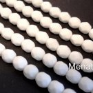 25 6mm Czech  Glass Firepolish Beads: Opaque White