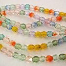 50 4 mm Czech Glass Firepolish Beads: Summer Mix