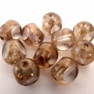 25 6mm Czech Glass Antique Style Triangle beads: Luster-Transp.Gold/Smoke Topaz