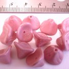 12 12mm Czech Gl. 3-Petal Flowers: Coated - Opaque Pink