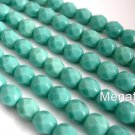 25 6mm Czech Glass Firepolish Beads: Opaque - Turquoise