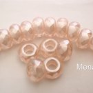 4(Four)  8x13mm Large Hole Rondelle Beads: Pearl Coated - Candy Floss